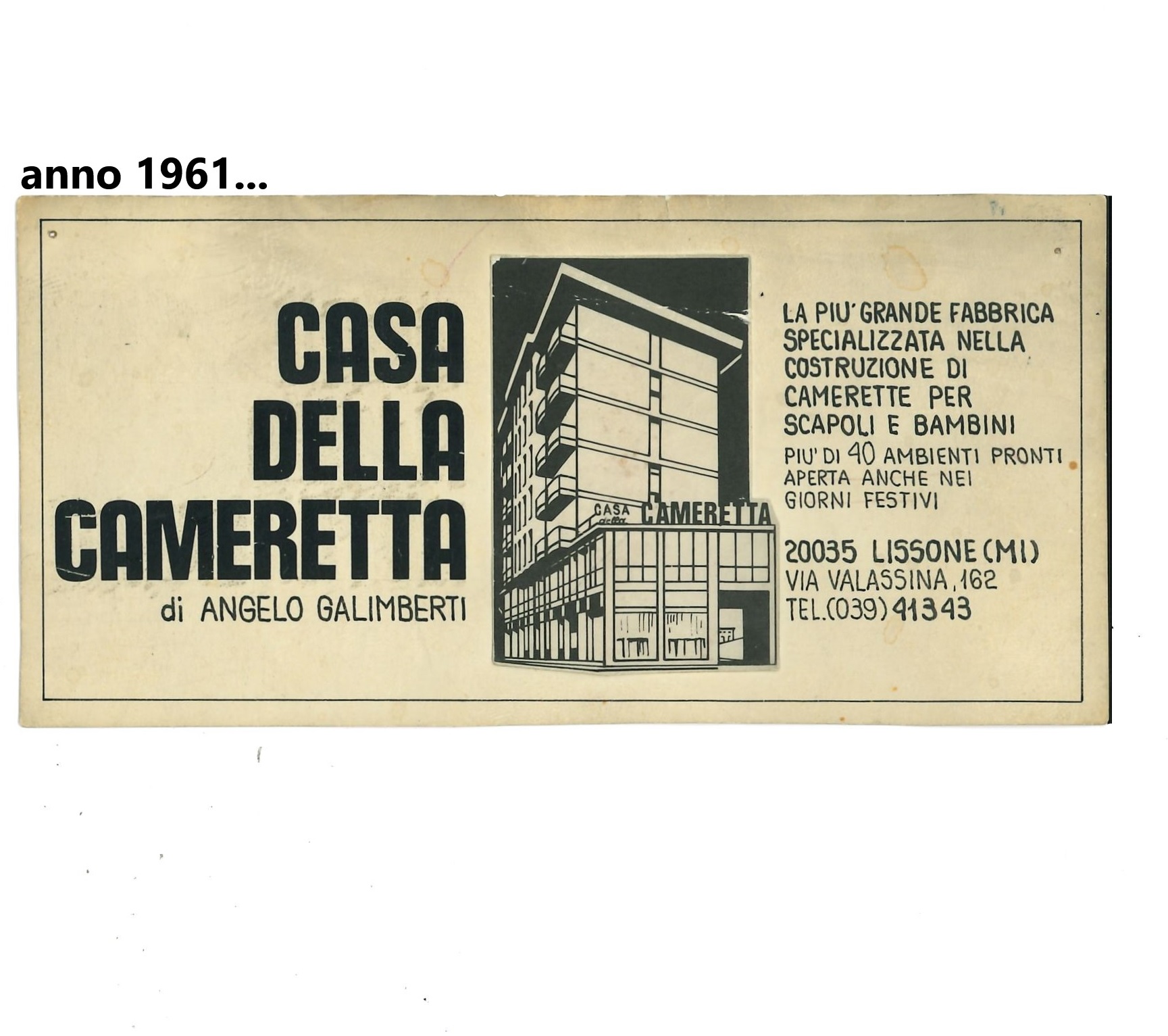 casa della cameretta ad 1961